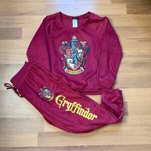 Women's P.Jammy Harry Potter Gryffindor Crest Full Fleece Pajama Set Sz Large